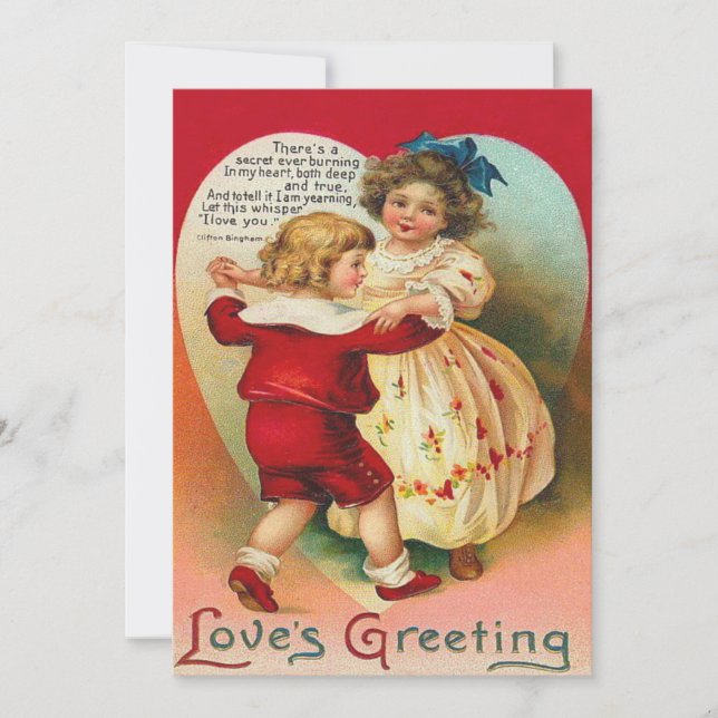 Cute Children Dancing Heart Wedding Invitation (Front)