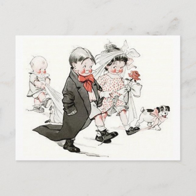 Cute Children Doing The Wedding March Postcard (Front)