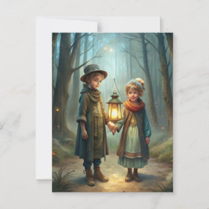Cute Children in Winter Postcard