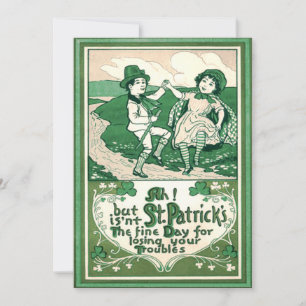 Cute Children Leprechaun Shamrock Dancing Invitation