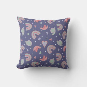 cute children’s seamless pattern with snails, bird cushion
