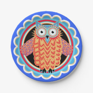 Cute Children's Birthday Party Owl Paper Plate