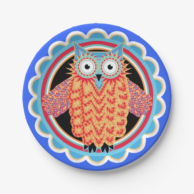 Cute Children's Birthday Party Owl Paper Plate (Front)