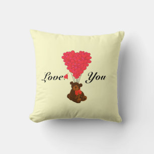 Cute childrens teddy bear valentines love heart cushion