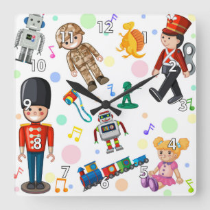 Cute Children's Toys Cartoon Square Wall Clock