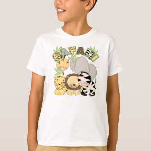 cute children's tshirt with safari jungle animals