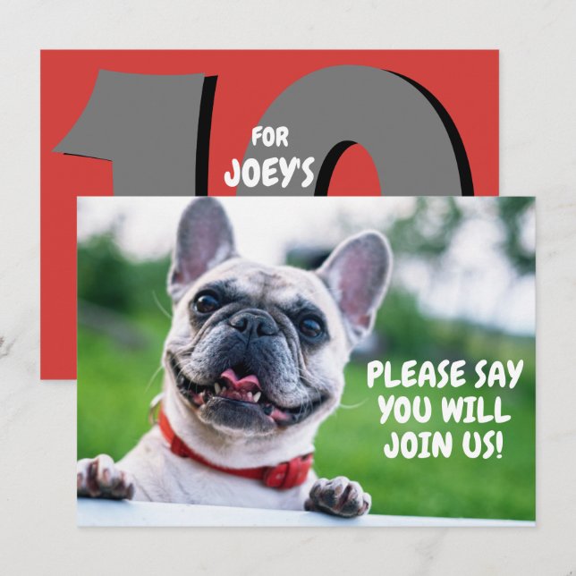 Cute Child's (Any Age) French Bulldog Birthday Invitation (Front/Back)