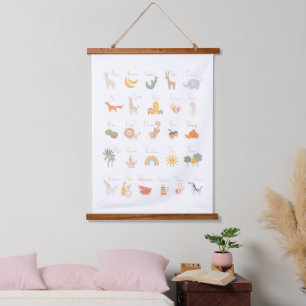 Cute Child's Watercolor Alphabet Hanging Tapestry