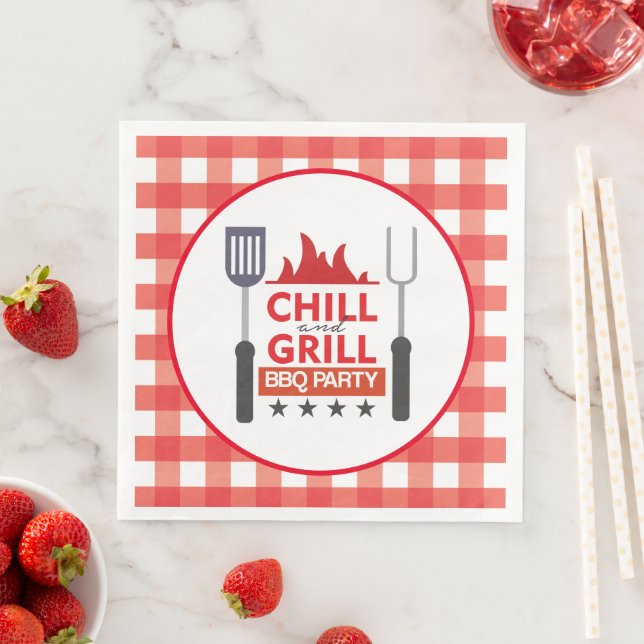 Cute chill and grill party bbq napkin (Insitu)