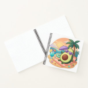 Cute Chill Avocado on Beach Summer Vacation Sticke Notebook