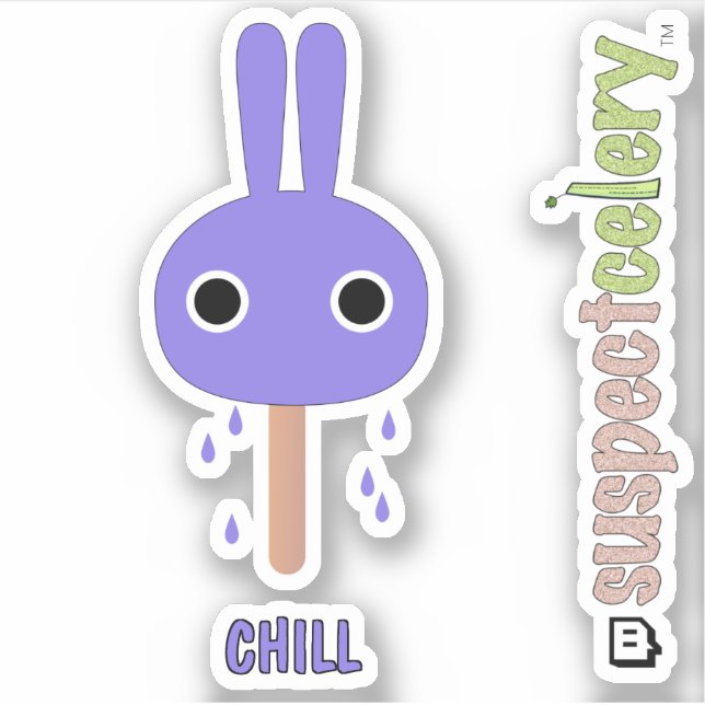 Cute CHILL Bunny Popsicle SuspectCelery™ Sticker (Front)