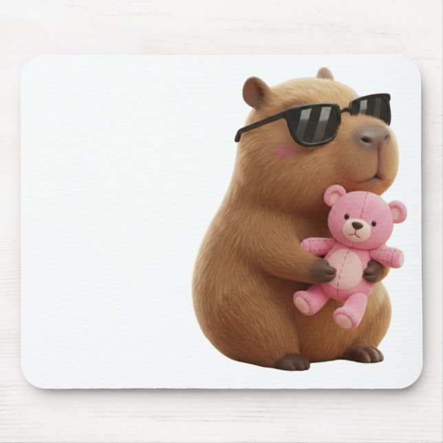 Cute Chill Capybara with Teddy Bear Aesthetic  Mouse Mat (Front)