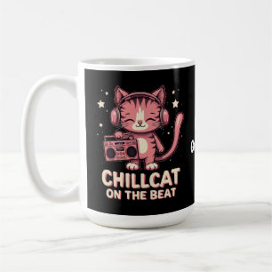 Cute Chill Cat on the Beat Trendy Cat Graphic Coffee Mug