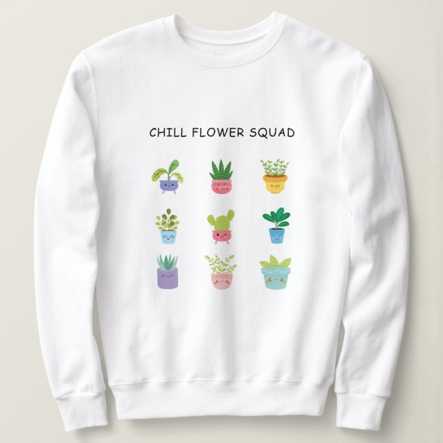 Cute Chill Flower Characters Sweatshirt (Design Front)