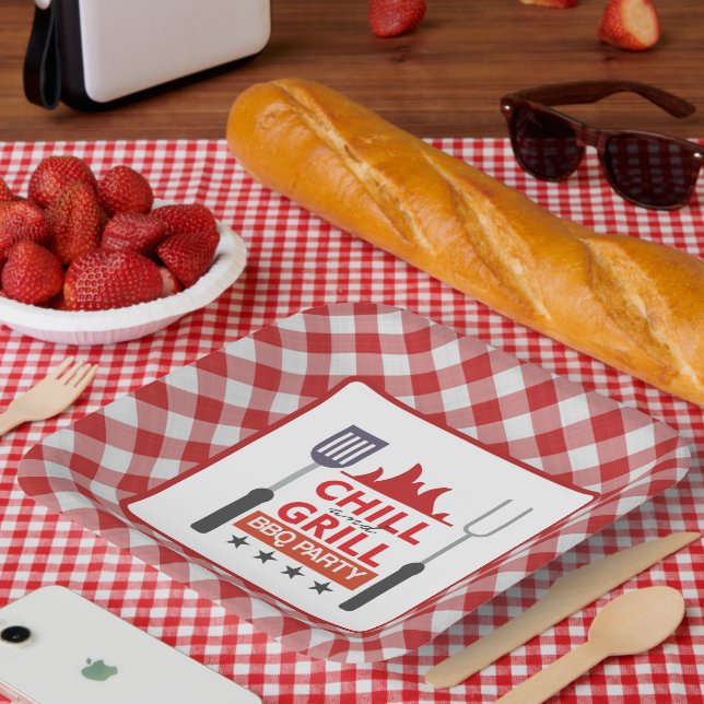 Cute chill grill BBQ party Paper Plate (Picnic)