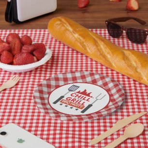 Cute chill grill BBQ party Paper Plate