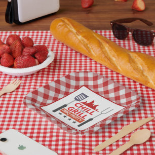 Cute chill grill BBQ party Paper Plate