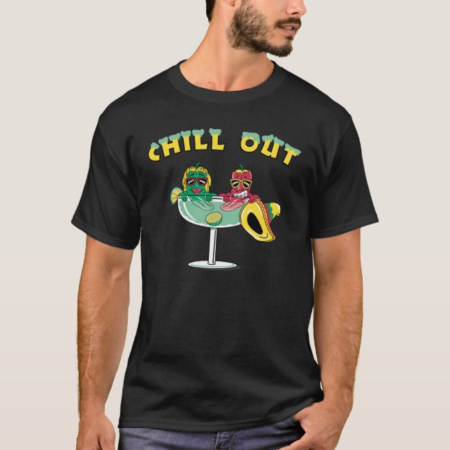 Cute Chilli Peppers in Margarita Chill Out T-Shirt (Front)