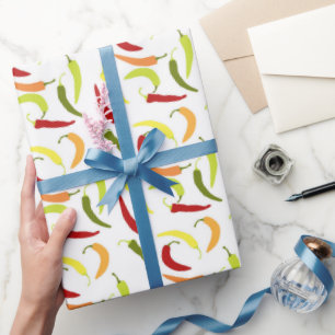 Cute Chilli peppers tiled pattern Mexican Wrapping Paper