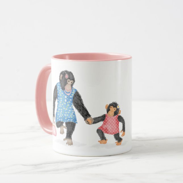 Cute chimp mug for an awesome auntie (Front Left)
