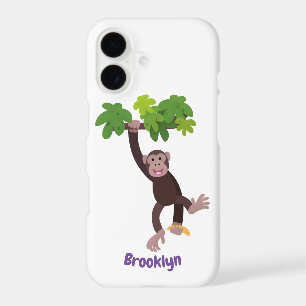 Cute chimpanzee in jungle hanging cartoon