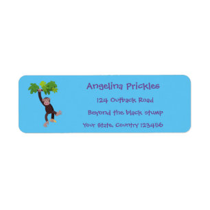 Cute chimpanzee in jungle hanging cartoon