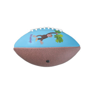 Cute chimpanzee in jungle hanging cartoon american football
