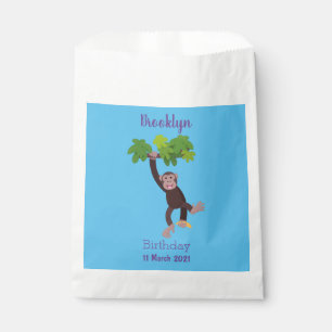 Cute chimpanzee in jungle hanging cartoon favour bags