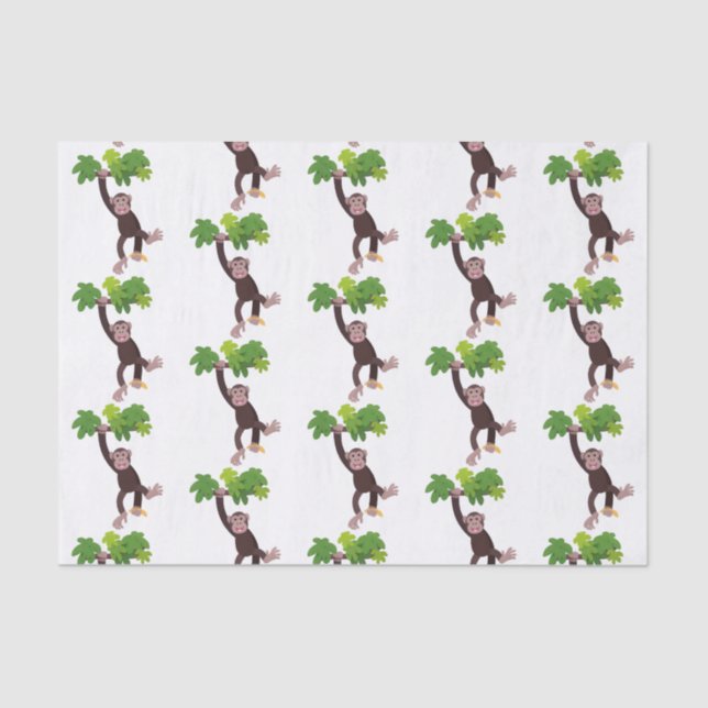 Cute chimpanzee in jungle hanging cartoon tissue paper (Front)