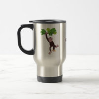 Cute chimpanzee in jungle hanging cartoon