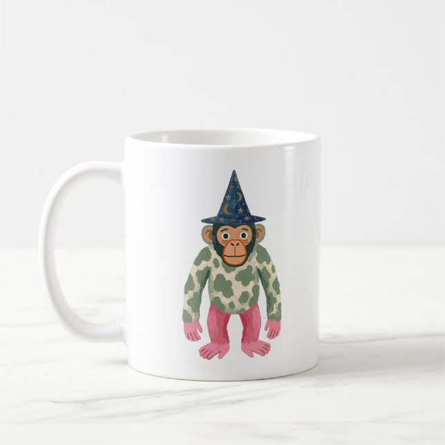 Cute Chimpanzee in Wizard Hat Mug (Left)