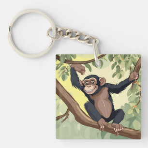 Cute Chimpanzee Key Ring