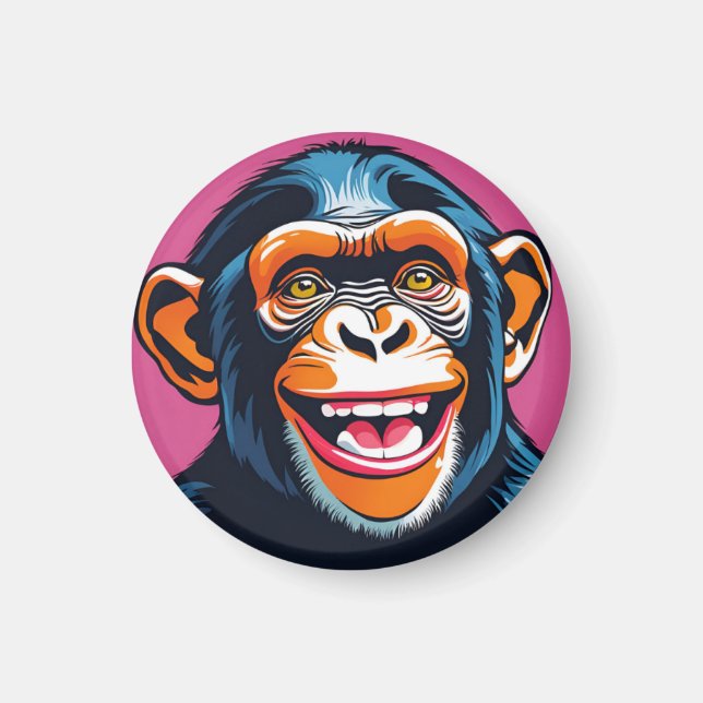 Cute Chimpanzee Laughs Magnet (Front)