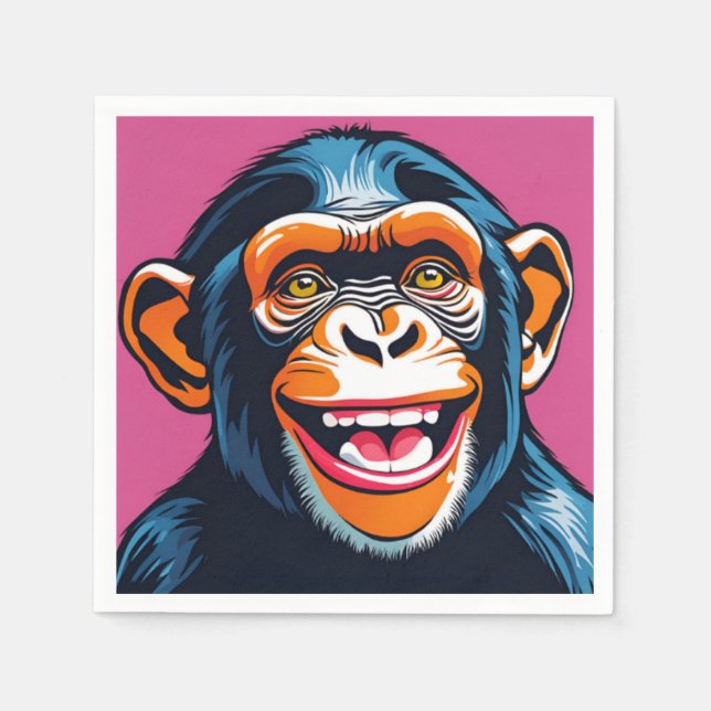 Cute Chimpanzee Laughs Napkin (Front)