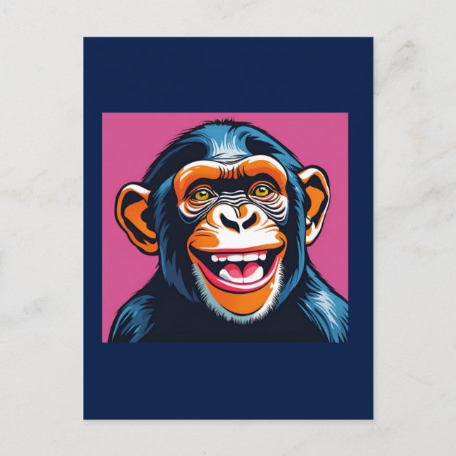 Cute Chimpanzee Laughs Postcard (Front)