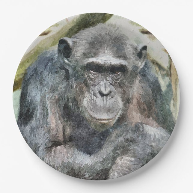 CUTE CHIMPANZEE PAPER PLATE (Front)