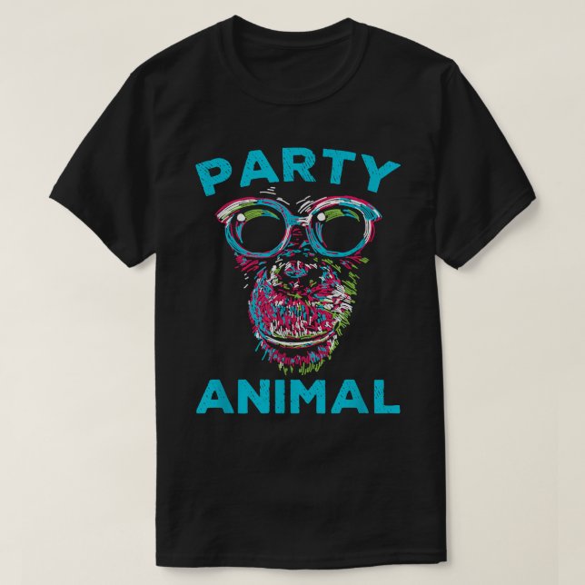 Cute Chimpanzee Party Animal Lover Colourful Monke T-Shirt (Design Front)