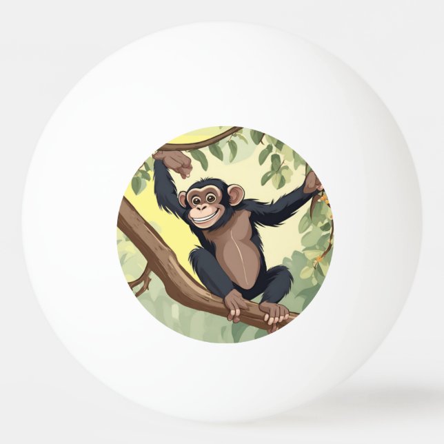 Cute Chimpanzee Ping Pong Ball (Front)