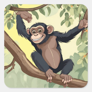 Cute Chimpanzee Square Sticker