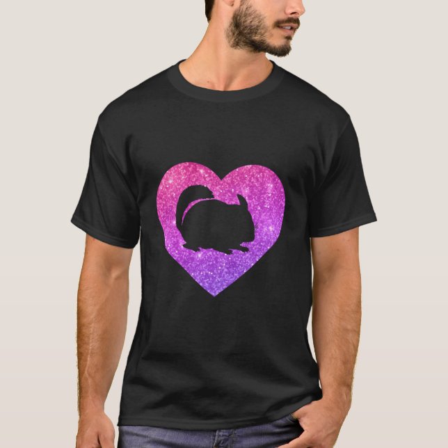 Cute Chinchilla Heart Gift For Girls Teens And Wom T-Shirt (Front)