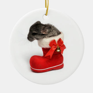 Cute Chinchilla in Christmas Stocking Ceramic Tree Decoration