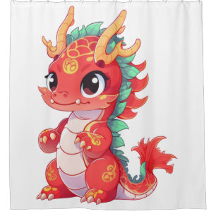Cute Chinese Dragon Shower Curtain