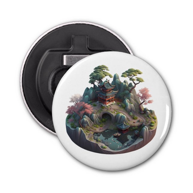 Cute Chinese Fantasy 3D Landscape Bottle Opener (Front)