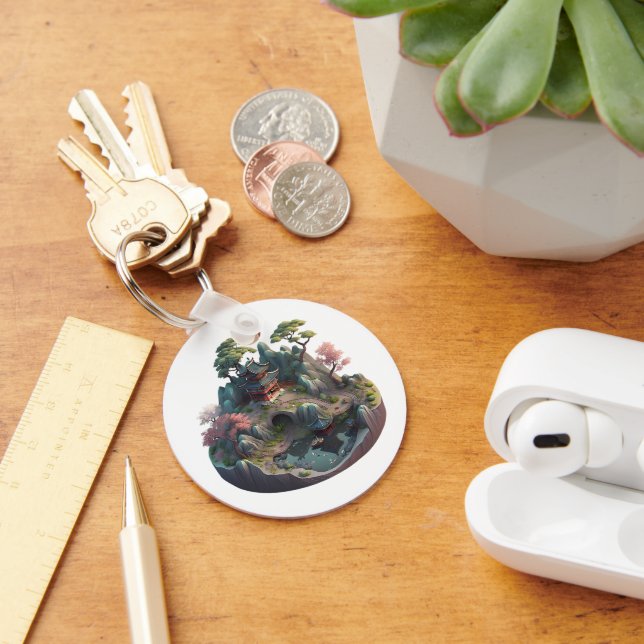 Cute Chinese Fantasy 3D Landscape Circle Keychain (Desk)