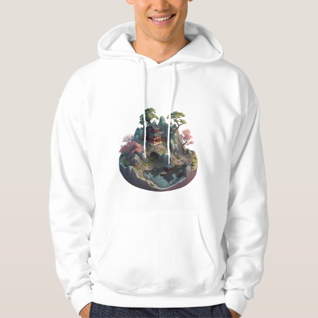 Cute Chinese Fantasy 3D Landscape Hooded Shirt (Front)