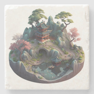 Cute Chinese Fantasy 3D Landscape Stone Coaster