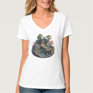 Cute Chinese Fantasy 3D Landscape V-neck T-shirt
