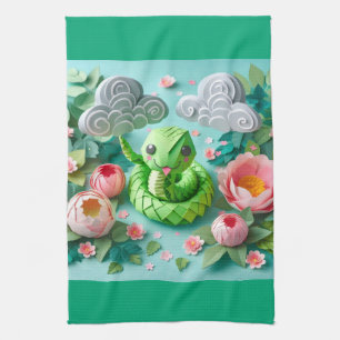 Cute Chinese New Year Snake 2025 KT2 Tea Towel