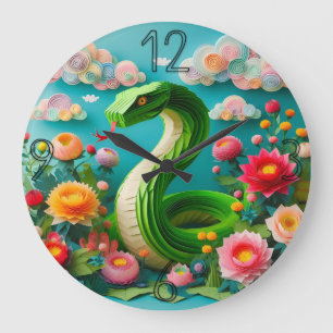 Cute Chinese New Year Snake Origami WC3 Large Clock