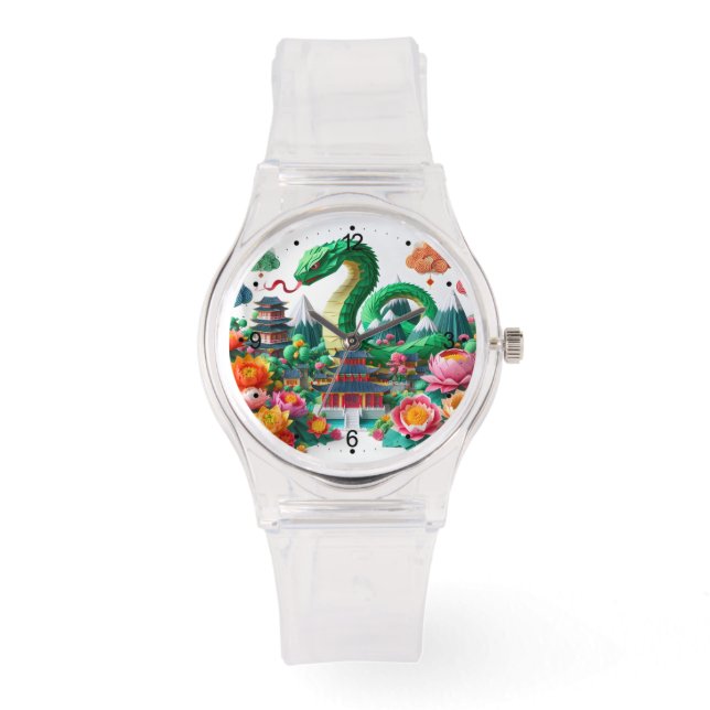 Cute Chinese New Year Snake Origami WGW6 Watch (Front)